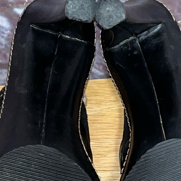 COACH Cleo Black Suede Platform Clip & Ring Clogs Mules Heels Size 7.5B Shoes - Picture 12 of 14
